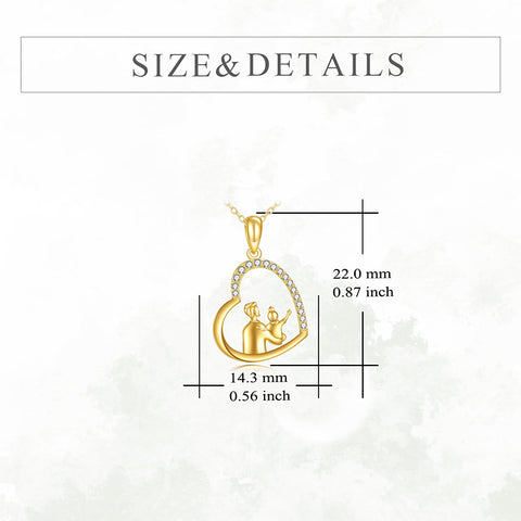 10K 14K 18K Gold Father Daughter Heart Pendant Necklace