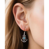 Sterling Silver Turquoise Anchor Dangle Earrings