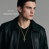 14K Gold Plated Cross Pendant Necklace Protection Jewelry Religious Gift