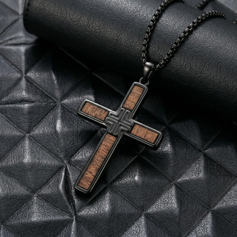 14K Gold Plated Wooden Pendant Necklace Beliefs jewelry