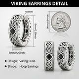 14K Gold Plated  Cubic Zircon Norse Viking Runes Hoop Earrings Viking Jewelry Gift for Men
