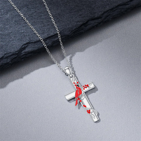 Sterling Silver Cross Bee Hummingbird Butterfly Dove Red Cardinal Pendant Necklace for Her