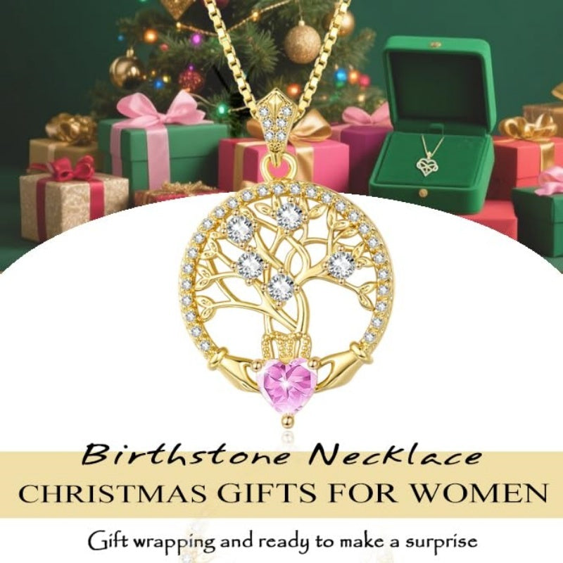 14K Gold Plated  Birthstone Tree of Life Necklaces for Women