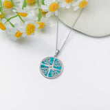 Cross Necklace 925 Silver Turquoise St Brigid Cross/Orthodox Cross/Witches Knot/Map/Sword Pendant Jewellery Birthday Gifts for Women Men