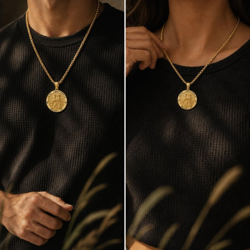 Patron Saint Medal Gold Plated Catholic Pendant Christian Religious Necklace Amulet Jewelry