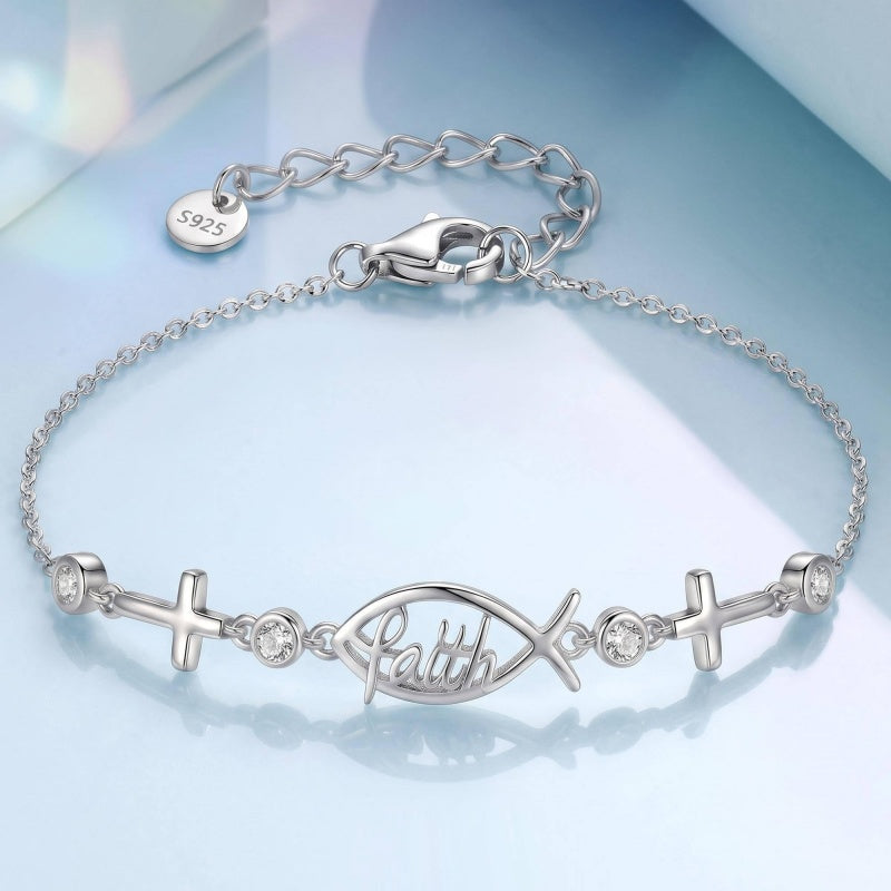 Sterling Silver Dragonfly Butterfly Cardinal Hummingbird Jesus Fish Lotus Daisy Sunflower Rose Faith Cross Bracelet