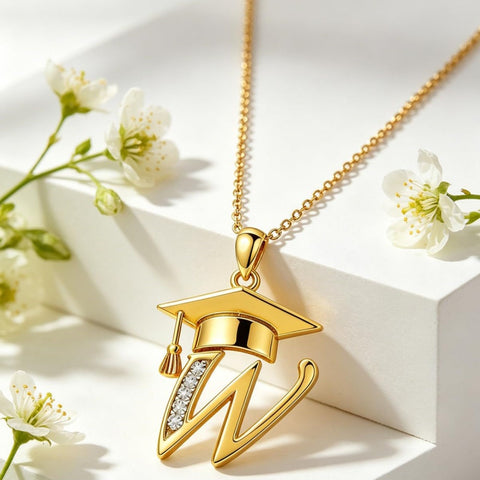 Initial  Graduation 14K Gold Plated Inspiring Grad Pendant Necklace Graduations Jewelry Gifts
