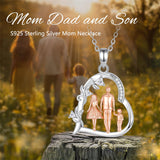 Sterling Silver Cubic Zirconia Mother Daughter Father Daughter Pendant Necklace