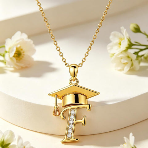 Initial  Graduation 14K Gold Plated Inspiring Grad Pendant Necklace Graduations Jewelry Gifts