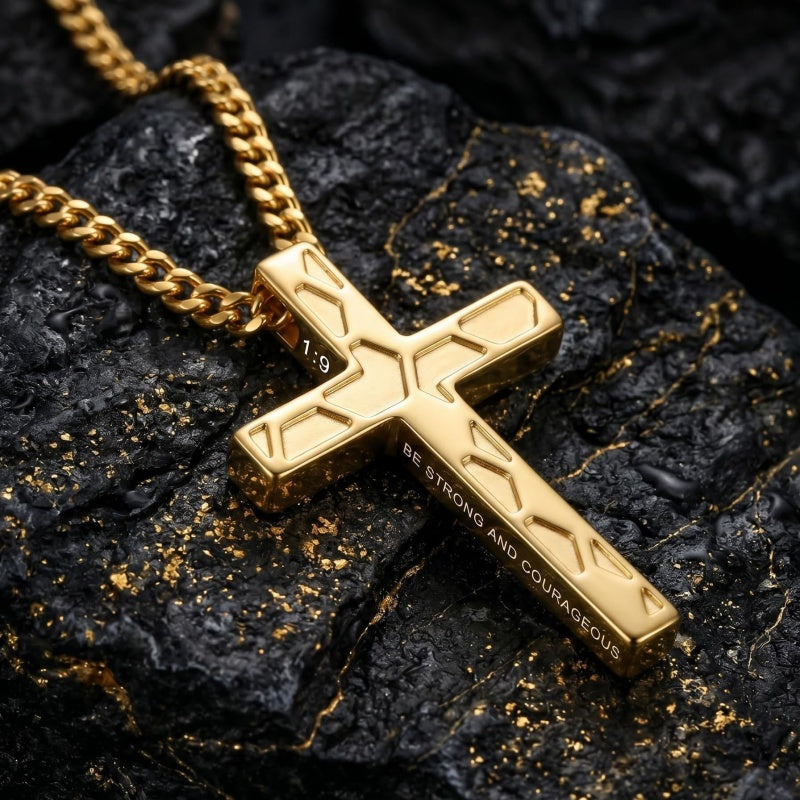 14K Gold Plated Soccer Football Basketball Baseball Cross  with Bible Verses Religious Pendant Necklace for Men