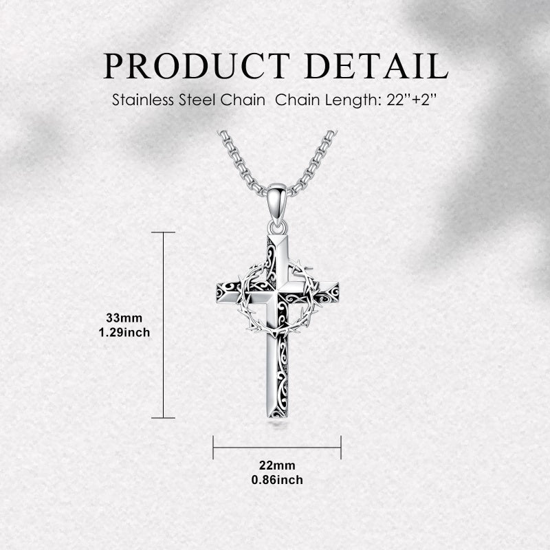 Sterling Silver Cross Pendant Necklace Christian Religious Jewelry Gifts for Anniversary