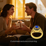 Sterling Silver Personalized Birthstone Engraved High School University College Class Ring for Men