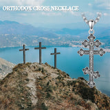 Sterling Silver Orthodox Cross Pendant Necklace Religious Gift