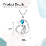 Sterling Silver 12 Month Birthstone Schnauzer Chihuahua Pitbull Pug Pendant Necklace for Women