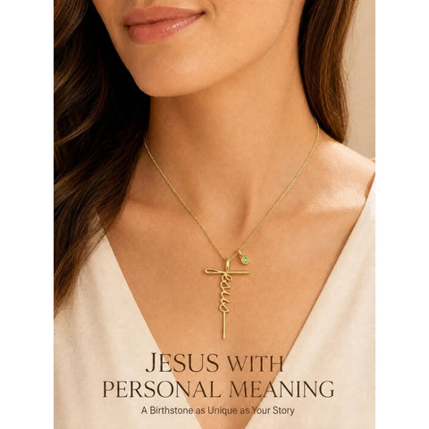 14K Gold Plated Birthstone Faith Cross Necklace for Women Christian Catholic Protection Jewelry