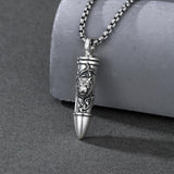 Sterling Silver Animal Angel Wings Pet Jesus Bullet Urn Necklaces for Ashes for Men