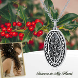 Personalized Custom Birth Flower Urn Necklace for Ashes S925 Silver 12 Month Pendant Cremation Jewelry for Women