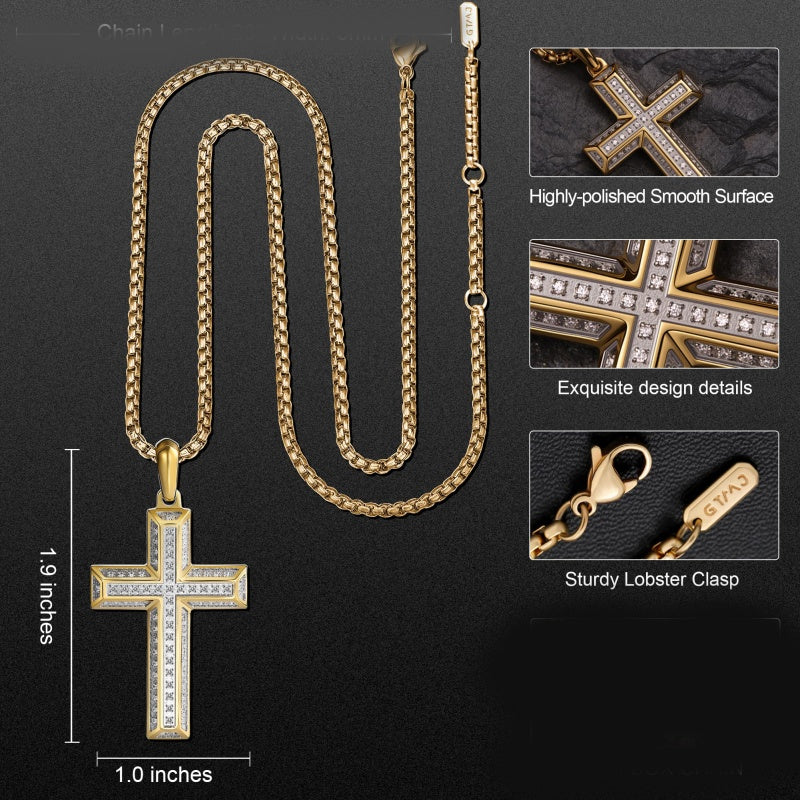 14K Gold Plated Cubic Zirconia Cross Necklace