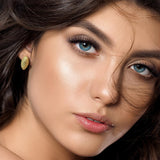 14K Gold Plated  Oval Shape with Mesh Pad Textured on the Surface Unique Hoops Earring for Women