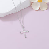 Cross Necklace 925 Silver Turquoise St Brigid Cross/Orthodox Cross/Witches Knot/Map/Sword Pendant Jewellery Birthday Gifts for Women Men