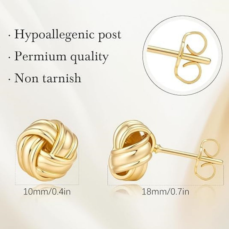 14K Gold Plated  Knot Stud Earrings for Women