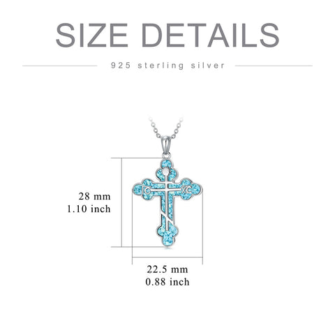 Sterling Silver Russian Eastern Orthodox Cross Pendant Necklace