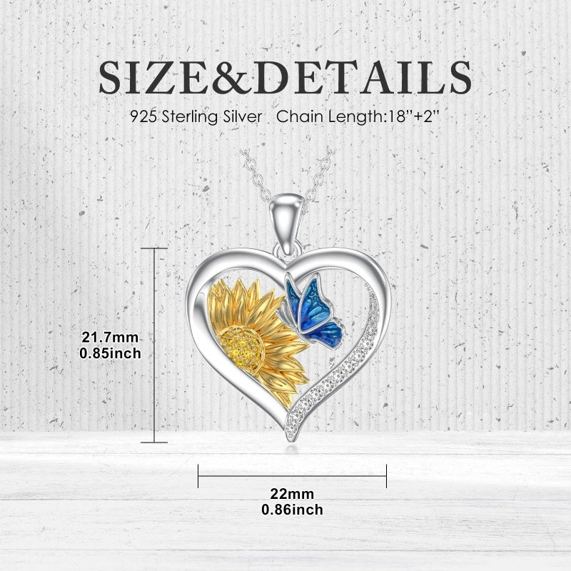 Sterling Silver Heart Bee Dragonfly Butterfly Hummingbird Sunflower Animal Pendant Necklace  Gifts for Christmas