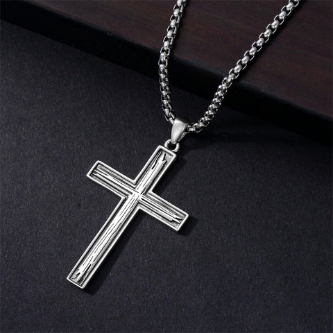 Sterling Silver Cross Religious Necklace for Men