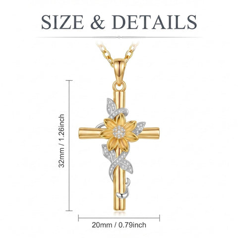 14K Gold Plated Cross Pendant Necklace Faith Jewelry Gift for Women