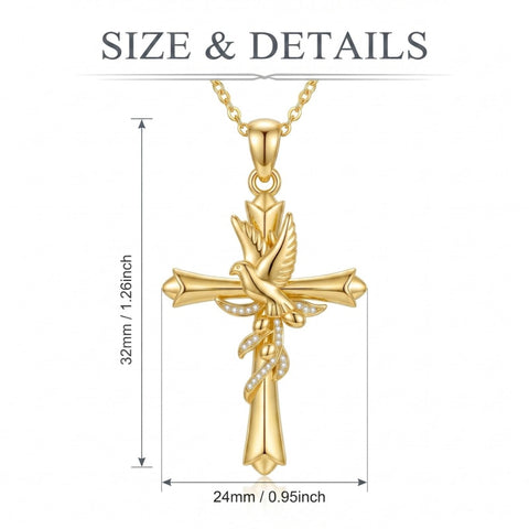 14K Gold Plated Cross Pendant Necklace Faith Jewelry Gift for Women