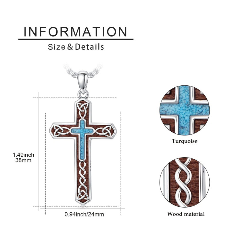 14K Gold Plated Turquoise Cross Pendant Necklace