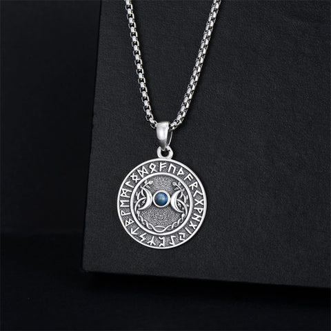 Sterling Silver Medusa Triple Moon Goddess Athena Pendant Necklace for Women