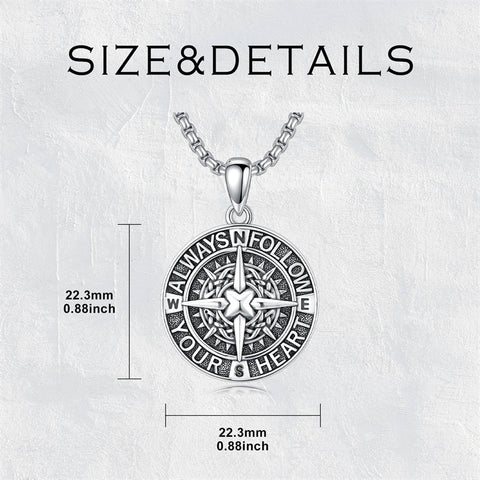 Sterling Silver Compass Pendant Necklace Graduation Jewelry Gift