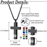 Stainless Steel Birthstones Cross Urn Necklaces for Ashes