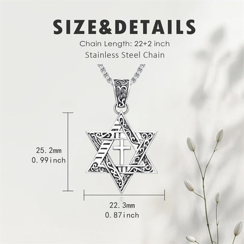 Sterling Silver Star of David Chai Cross Evil Eye Lion of Judah Menorah Tree of Life Protection Pendant Necklace