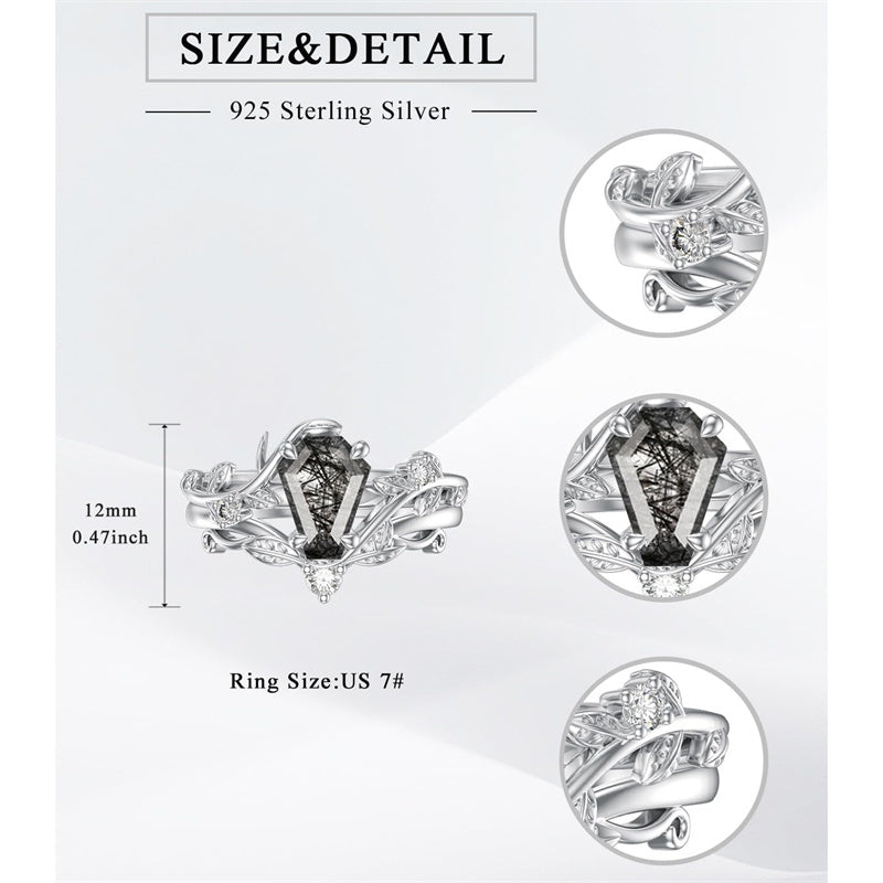 Sterling Silver Pear Oval Kite Heart Hexagon Emerald Coffin Cut Gemstone Engagement Promise Ring Set