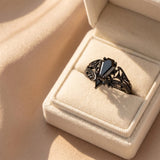 Sterling Silver 10K  14K  18K Gold 1CT-4CT Black Onyx Engagement Ring Gothic Wedding Promise Ring