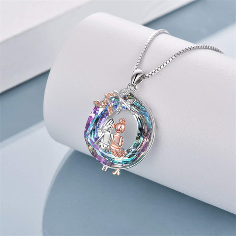 Sterling Silver Crystal Sisters Pendant Necklace