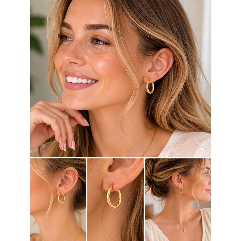 14K Gold Plated Hoop Earrings  Birthday Anniversary Jewelry Gift for Her