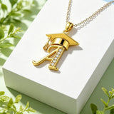 Initial  Graduation 14K Gold Plated Inspiring Grad Pendant Necklace Graduations Jewelry Gifts