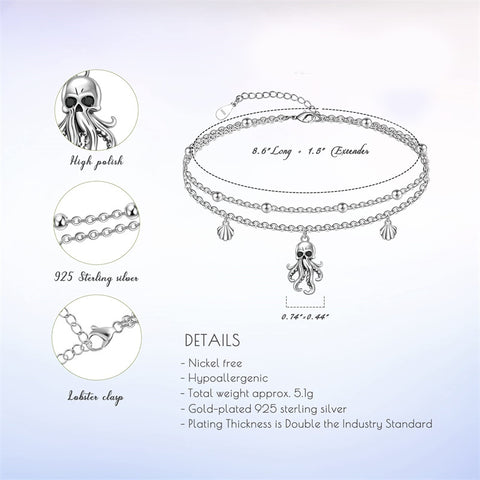 Sterling Silver Multi-layered Animal Anklet