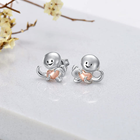 Sterling Silver Octopus Raccoon Highland Cow Goat Guinea Pig Zebra Stud Earrings