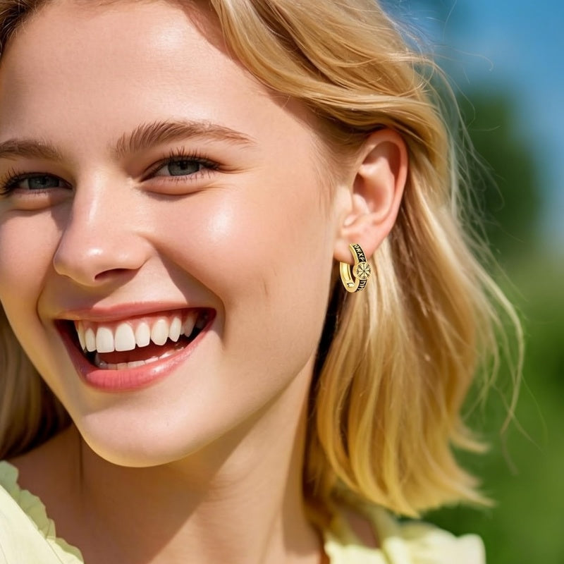 14K Gold Plated Vikings  Celtic Knot Hoop Earrings