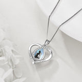 Couple Heart Necklace 925 Sterling Silver Heart Pendant with Moonstone Heart Jewelry for Women Mom Sister Lover