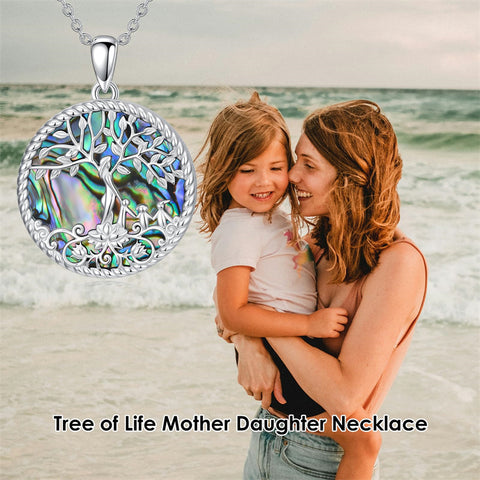 Sterling Silver Tree of Life Necklace Mother Daughter Mother Son Pendant Necklace Gift for Mother's Day Christmas