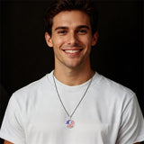 Sterling Silver American Flag Baseball  Basketball Boxing Football Golf Sports Pendant Necklace