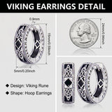 14K Gold Plated  Cubic Zircon Norse Viking Runes Hoop Earrings Viking Jewelry Gift for Men