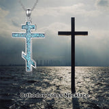 Sterling Silver Russian Eastern Orthodox Cross Pendant Necklace