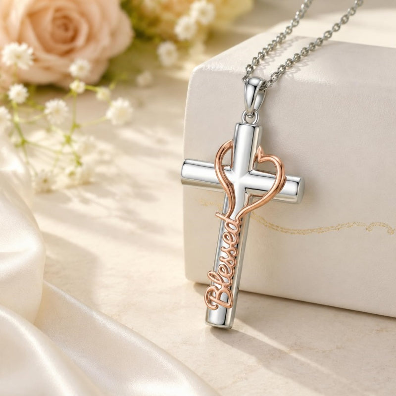 Sterling Silver Cross Pendant Necklace Christian Religious Jewelry Gifts for Anniversary