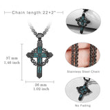 14K Gold Plated Turquoise Wolf Thor's Hammer Ankh Dragon Lion Compass Crucifix Pendant Necklace for Men